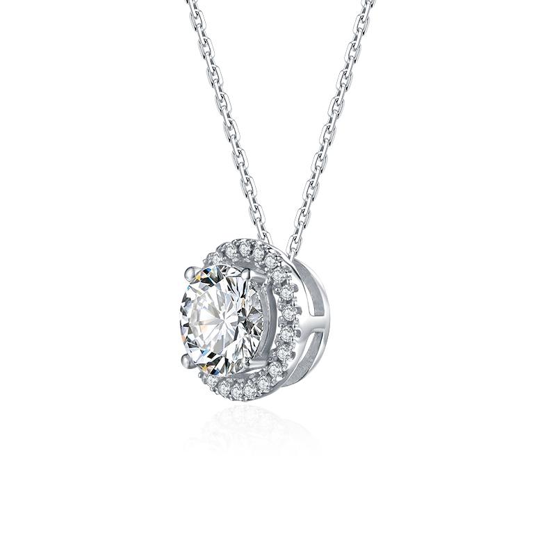 925 Sterling Silver Classic Brilliant Round CZ Pendant Necklace 3