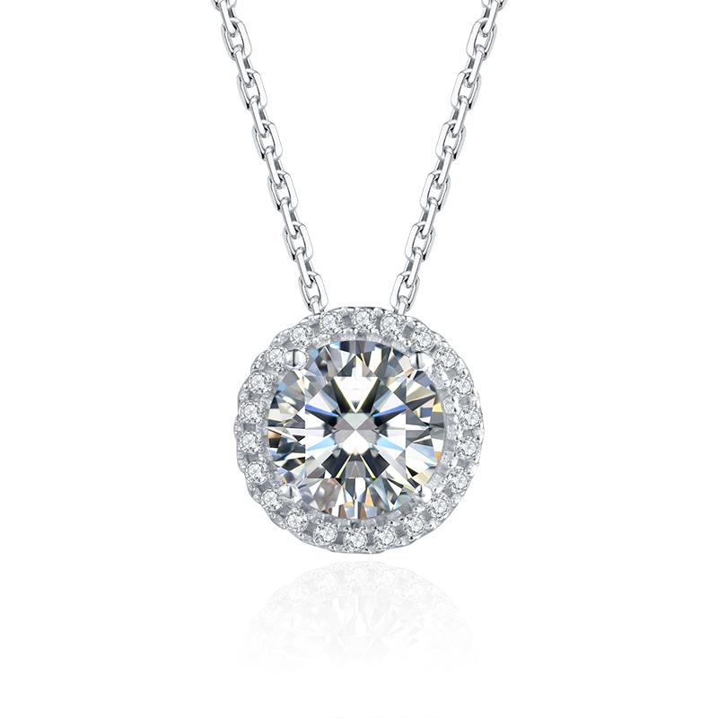 925 Sterling Silver Classic Brilliant Round CZ Pendant Necklace 1