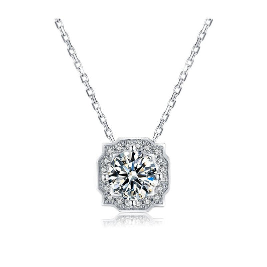 925 Sterling Silver Classic Brilliant Round CZ Pendant Necklace 1