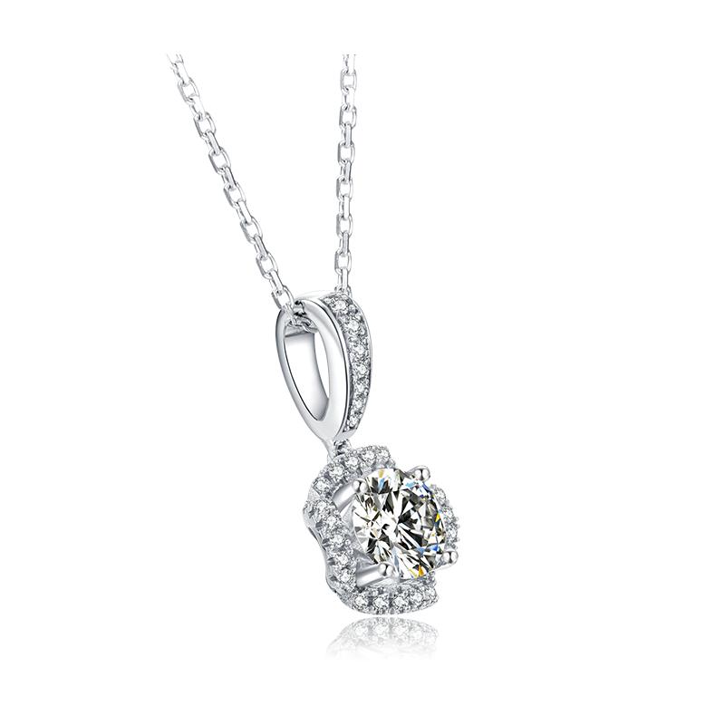 925 Sterling Silver Classic Brilliant Round CZ Pendant Necklace 3