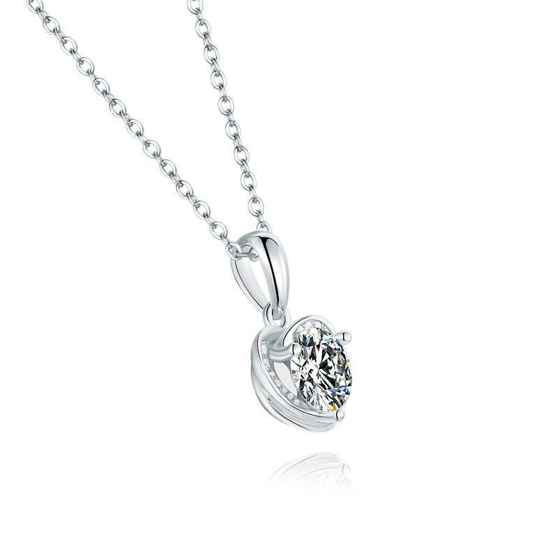 925 Sterling Silver Classic Brilliant Round CZ Heart-shaped Pendant Necklace 3