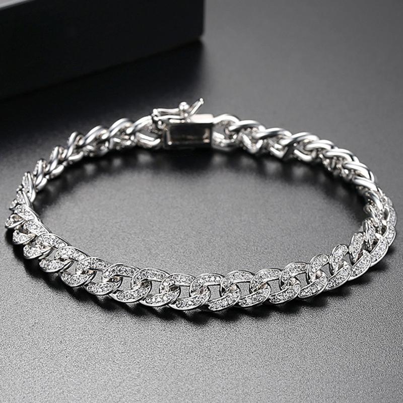 925 Sterling Silver Round Cut Created Diamond Fashion Twisted Piece Bracelet 6