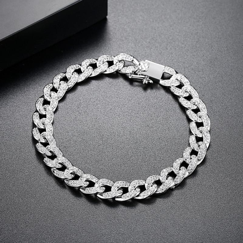 925 Sterling Silver Round Cut Created Diamond  Thick Fashion Twist  Bracelet 6