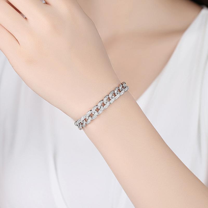 925 Sterling Silver Round Cut Created Diamond  Thick Fashion Twist  Bracelet 3