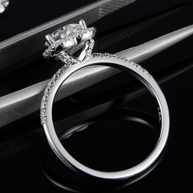 925 Sterling Silver Love Heart Halo Round Cut CZ Ring 5