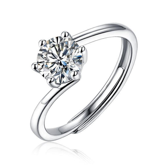 925 Sterling Silver Round Brilliant Cut CZ Twisted Ring 1