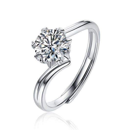 925 Sterling Silver Round Brilliant Cut CZ Twisted Ring 1