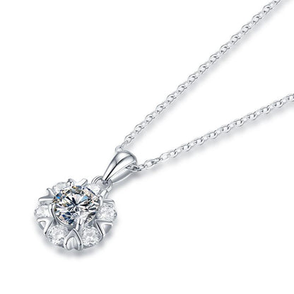 925 Sterling Silver Snowflake Round Cut CZ Necklace 2