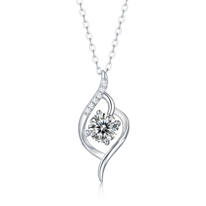 925 Sterling Silver Classic Round Cut CZ Diamond Pendant Necklace 1