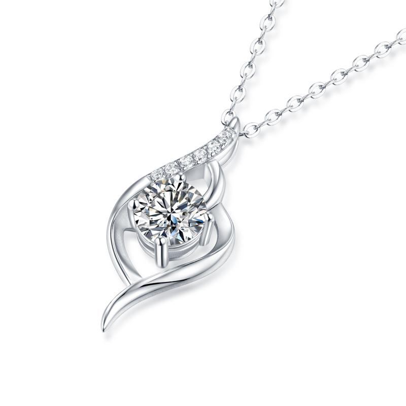 925 Sterling Silver Classic Round Cut CZ Diamond Pendant Necklace 3