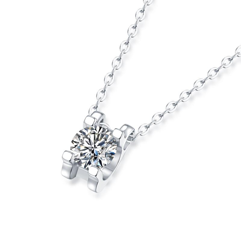 925 Sterling Silver Classic Round Brilliant Cut CZ Diamond Pendant Necklace 3