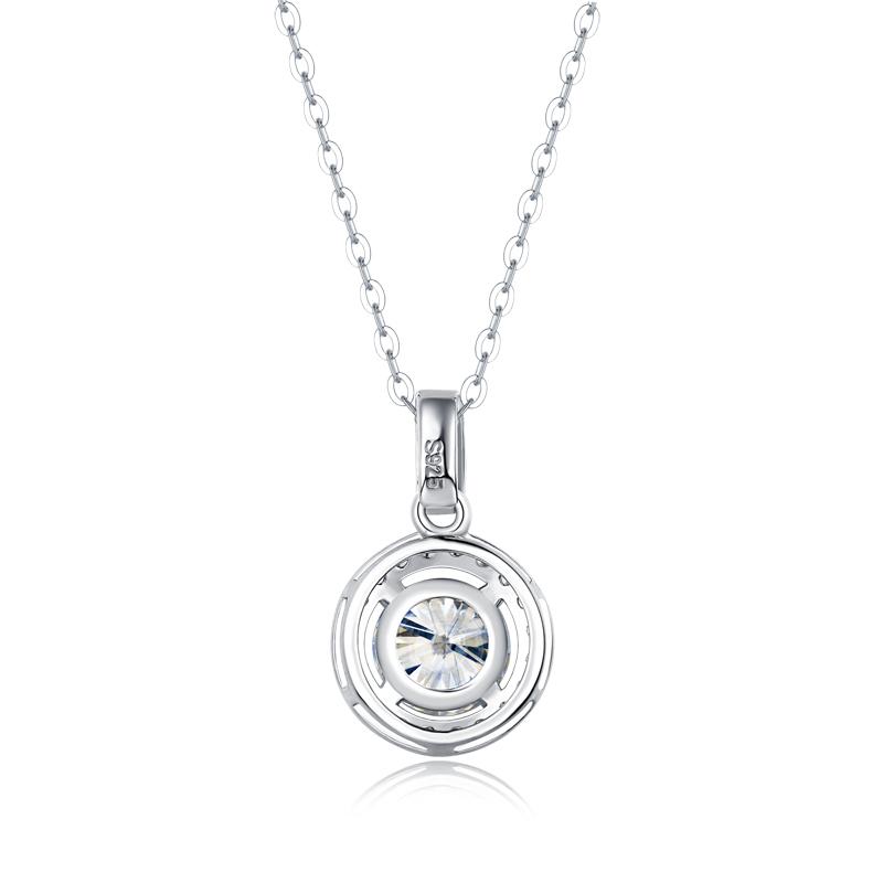 925 Sterling Silver Halo Round Cut CZ Diamond Pendant Necklace 4