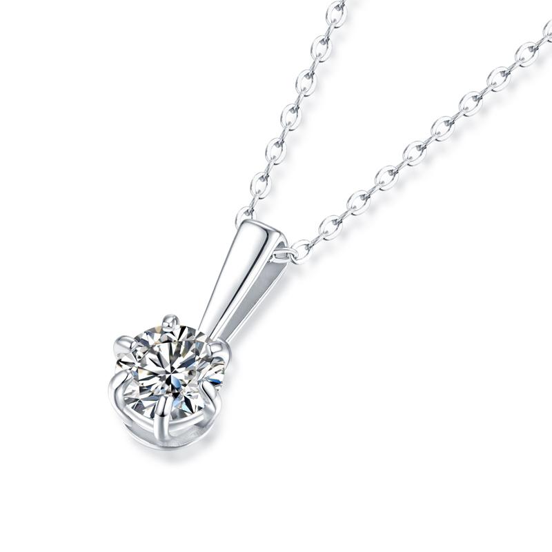 925 Sterling Silver Classic Round Brilliant CZ Diamond Pendant Necklace 3