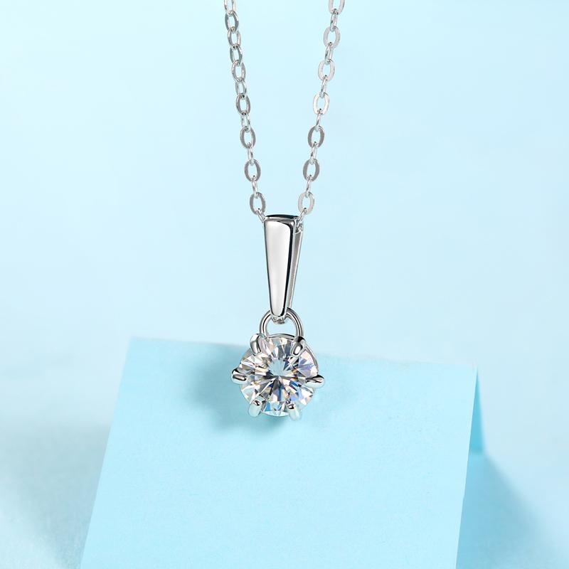 925 Sterling Silver Classic Round Brilliant CZ Diamond Pendant Necklace 5