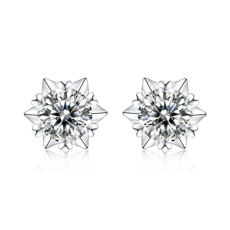 925 Sterling Silver Snowflake Round Cut Cubic Zirconia Stud Earrings 7