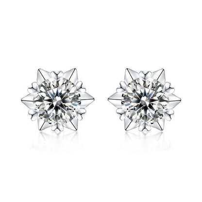 925 Sterling Silver Snowflake Round Cut Cubic Zirconia Stud Earrings 7