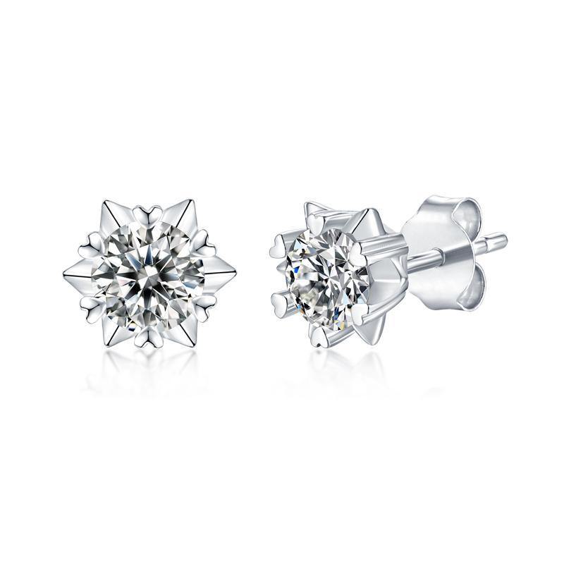 925 Sterling Silver Snowflake Round Cut Cubic Zirconia Stud Earrings 8