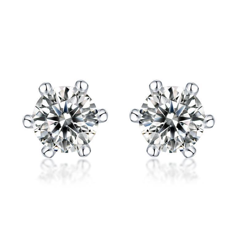 925 Sterling Silver Classic Round Cut Cubic Zirconia Stud Earrings 6