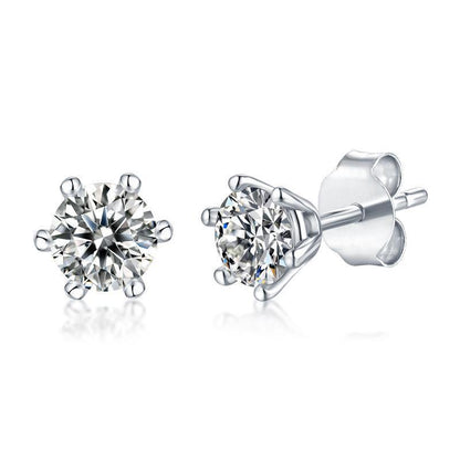 925 Sterling Silver Classic Round Cut Cubic Zirconia Stud Earrings 7