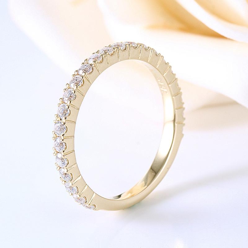 925 Sterling Silver Round cut CZ Fashion Half Eternity Band for women Ring 4