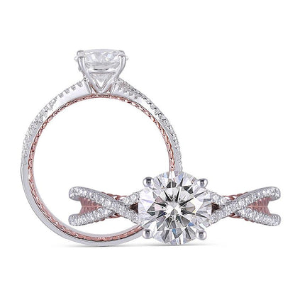 925 Sterling Silver Round Cut CZ Split Shank Ring 1