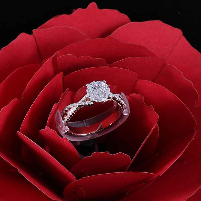 925 Sterling Silver Round Cut CZ Split Shank Ring 5