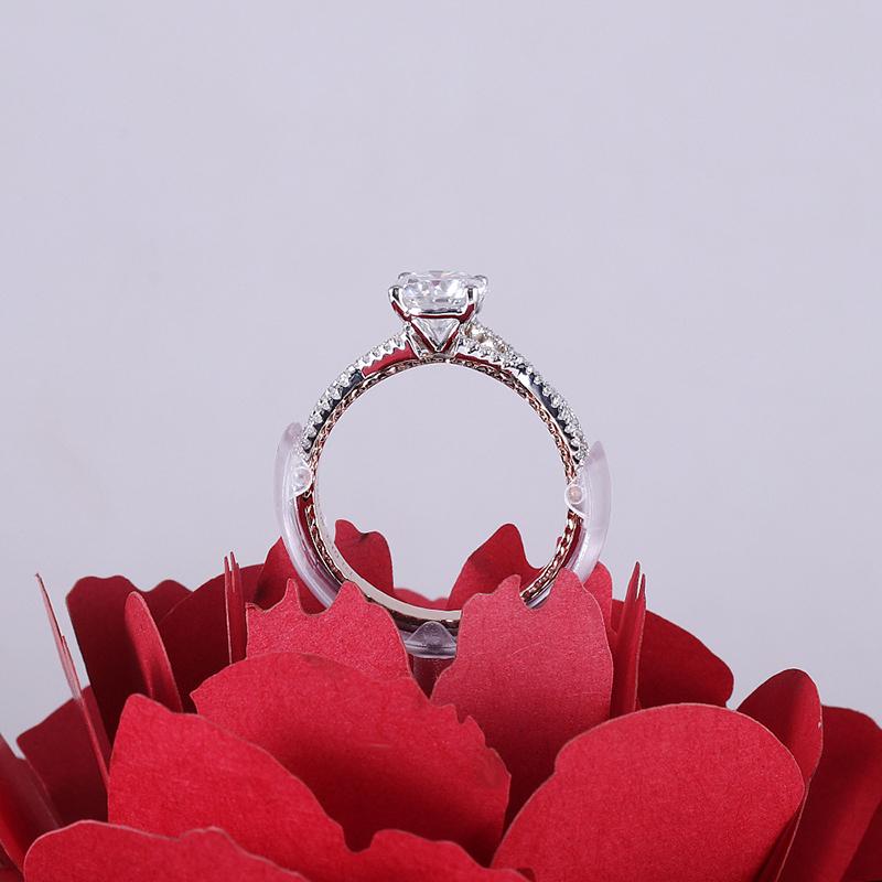 925 Sterling Silver Round Cut CZ Split Shank Ring 9