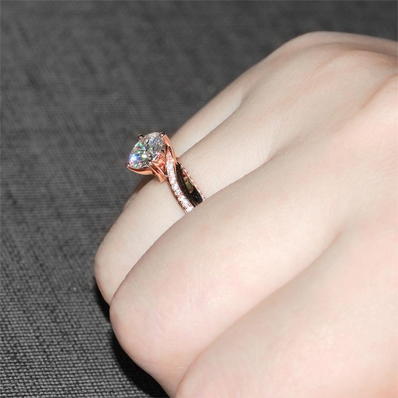 925 Sterling Silver Gold Round Cut CZ Classic Ring 11