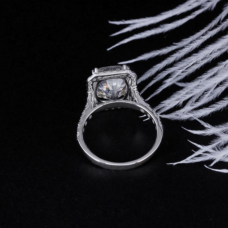 925 Sterling Silver Luxury 5ct Cushion Cut CZ Diamond Halo Ring 3