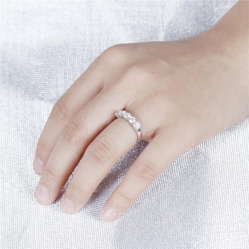 925 Sterling Silver Round Cut 1.5CTW CZ 5 Stone Ring 4