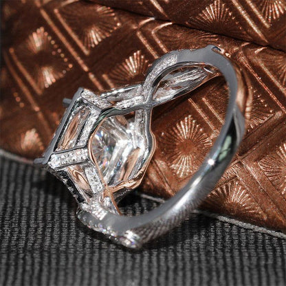 925 Sterling Silver CZ Princess Cut Twist Shank Ring 6