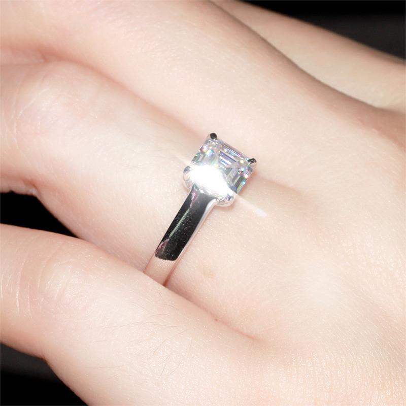 925 Sterling Silver CZ  Asscher Cut Fashion Solitaire 3