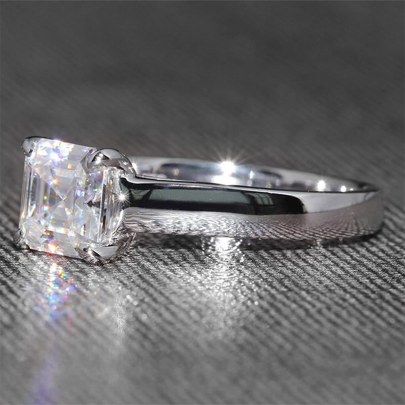 925 Sterling Silver CZ  Asscher Cut Fashion Solitaire 5