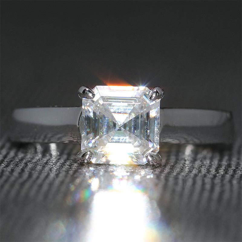 925 Sterling Silver CZ  Asscher Cut Fashion Solitaire 6