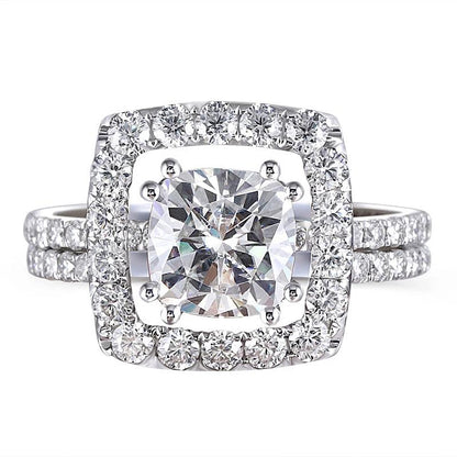 925 Sterling Silver Cushion Cut 1.5ct CZ Bridal Ring 1