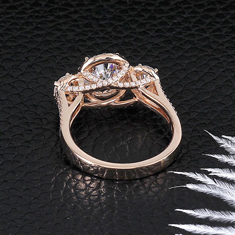 925 Sterling Silver CZ Round Cut Three Stone Luxury Ring 5