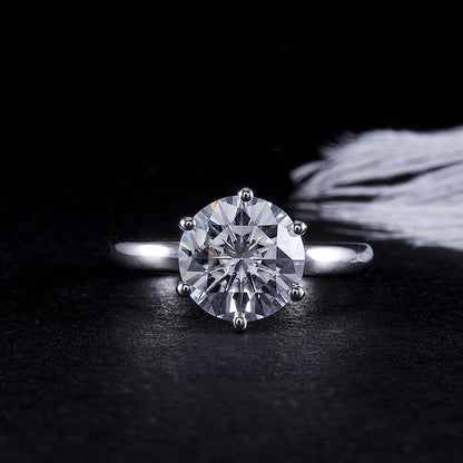 925 Sterling Silver Round Cut CZ Classic Ring 4