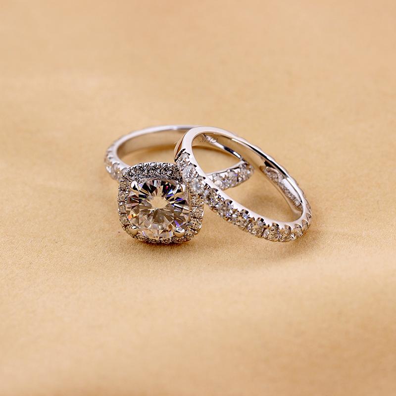 925 Sterling Silver CZ Round Cut Bridal Ring 5