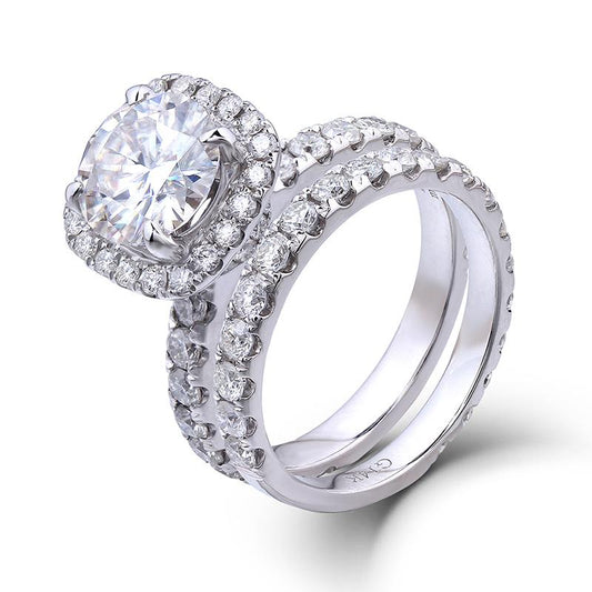 925 Sterling Silver CZ Round Cut Bridal Ring 1