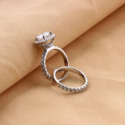 925 Sterling Silver CZ Round Cut Bridal Ring 6