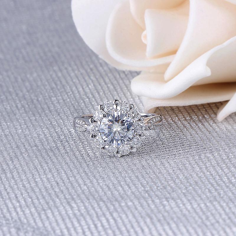 925 Sterling Silver Round Cut CZ Diamond Double Halo Ring 2