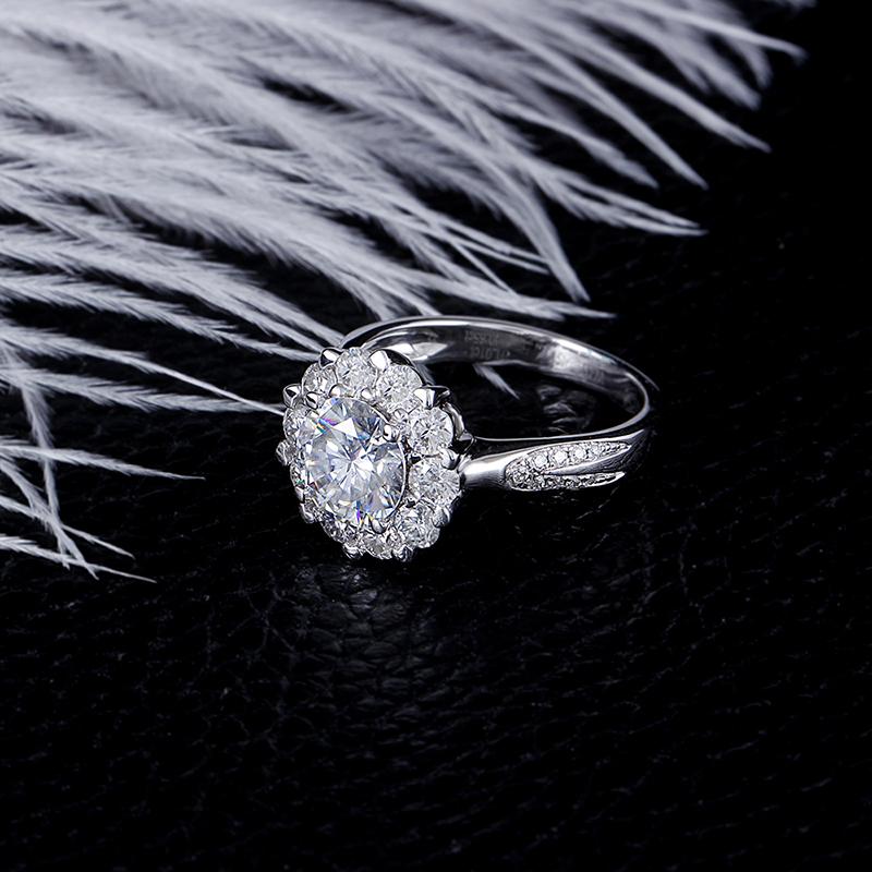 925 Sterling Silver Round Cut CZ Diamond Double Halo Ring 4