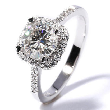 925 Sterling Silver Round Cut CZ Double Halo Ring 1