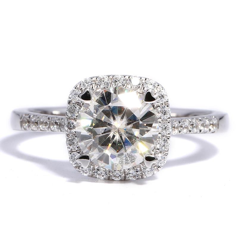 925 Sterling Silver Round Cut CZ Double Halo Ring 2