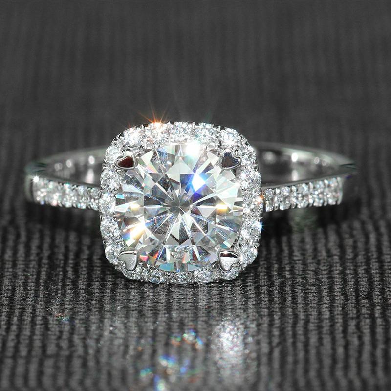 925 Sterling Silver Round Cut CZ Double Halo Ring 8