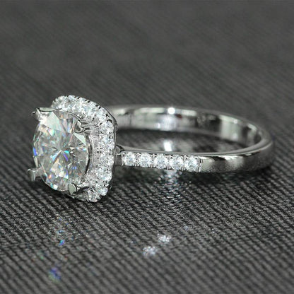 925 Sterling Silver Round Cut CZ Double Halo Ring 3