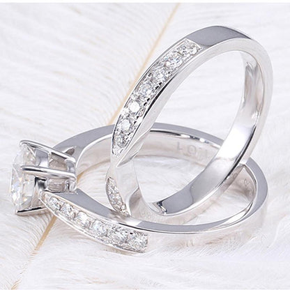 925 Sterling Silver CZ Round Cut Bridal Ring 1