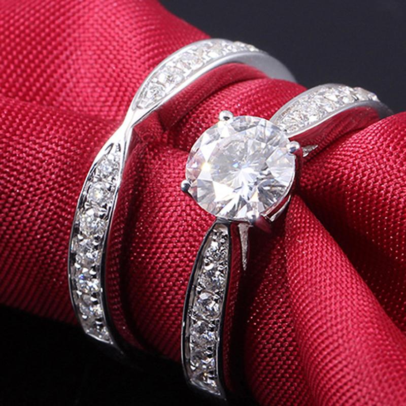 925 Sterling Silver CZ Round Cut Bridal Ring 2