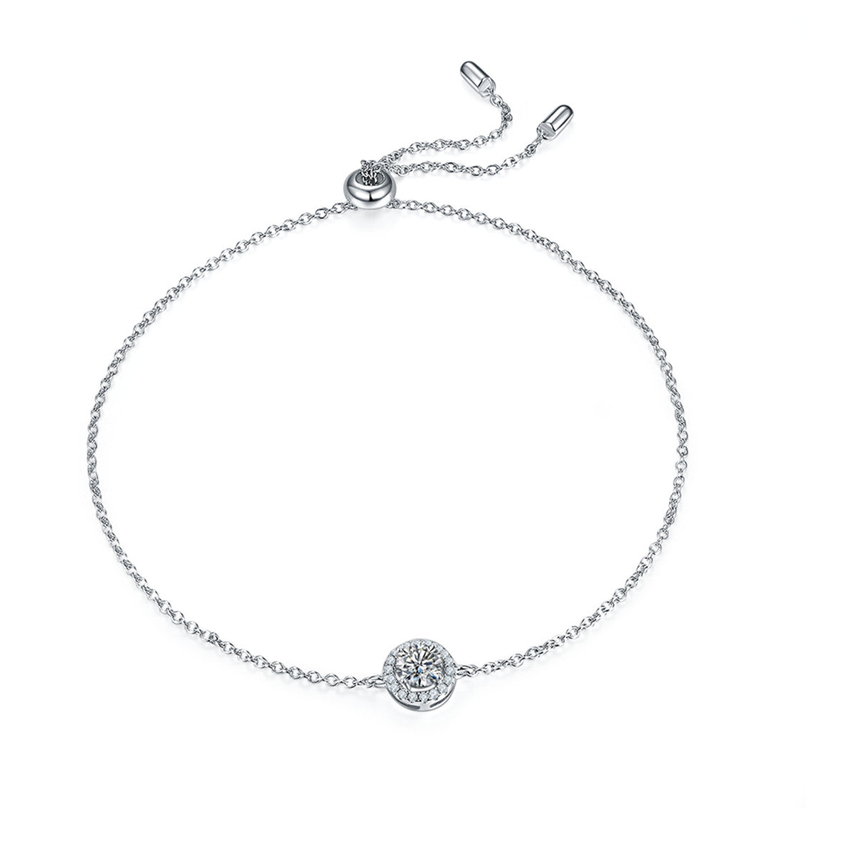 925 Sterling Silver Halo Round Cut CZ Diamond Bracelet 1