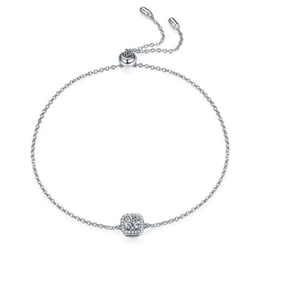 925 Sterling Silver Round Cut CZ Diamond Halo Bracelet 1